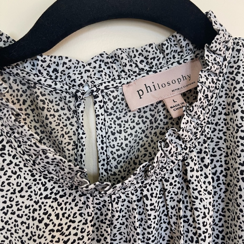 Women’s LG White & Black Print Philosophy Blouse, Never Worn - Picture 3 of 6